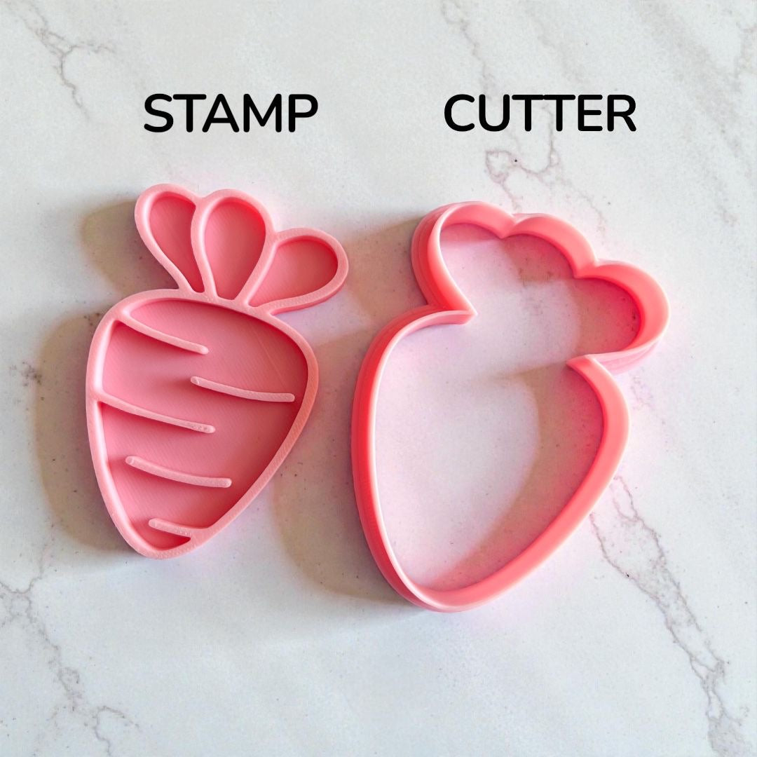 Cortador y sello de galleta Zanahoria pascua para fondant reposteria, galletas, masa fria y manualidades.