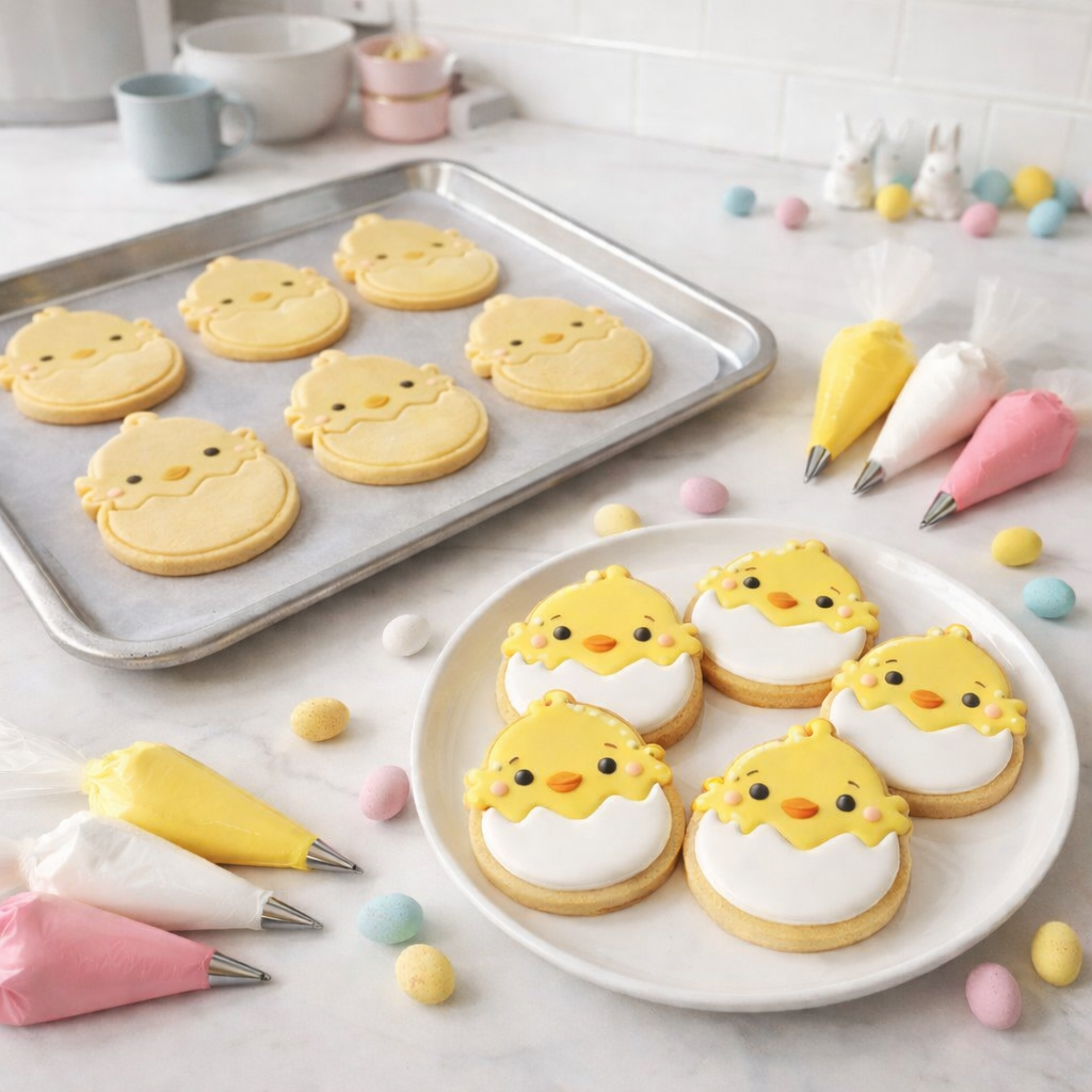 Cortador y sello de galleta Pollo pascua para fondant reposteria, galletas, masa fria y manualidades.