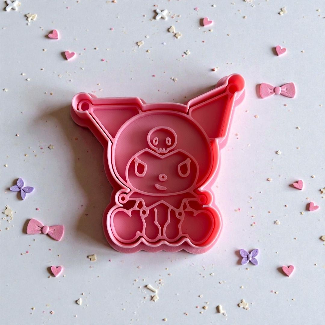 Cortador y sello de galleta Kuromi Anime para fondant reposteria, galletas, masa fria y manualidades.