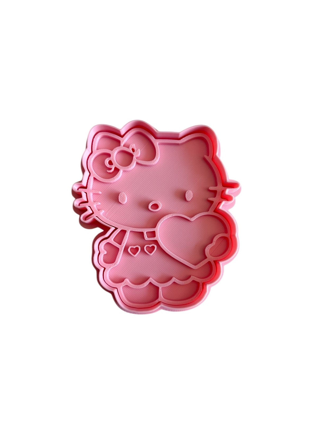 Cortador y sello de galleta Gata Kitty San valentoin amor y amistad para fondant reposteria, galletas, masa fria y manualidades.