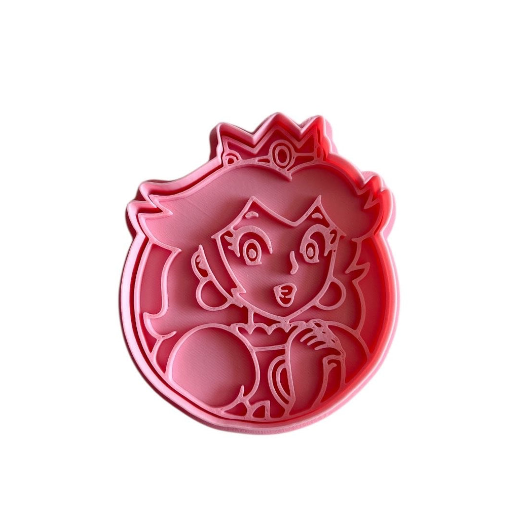 Cortador y sello de galleta Princesa peach para fondant reposteria, galletas, masa fria y manualidades.