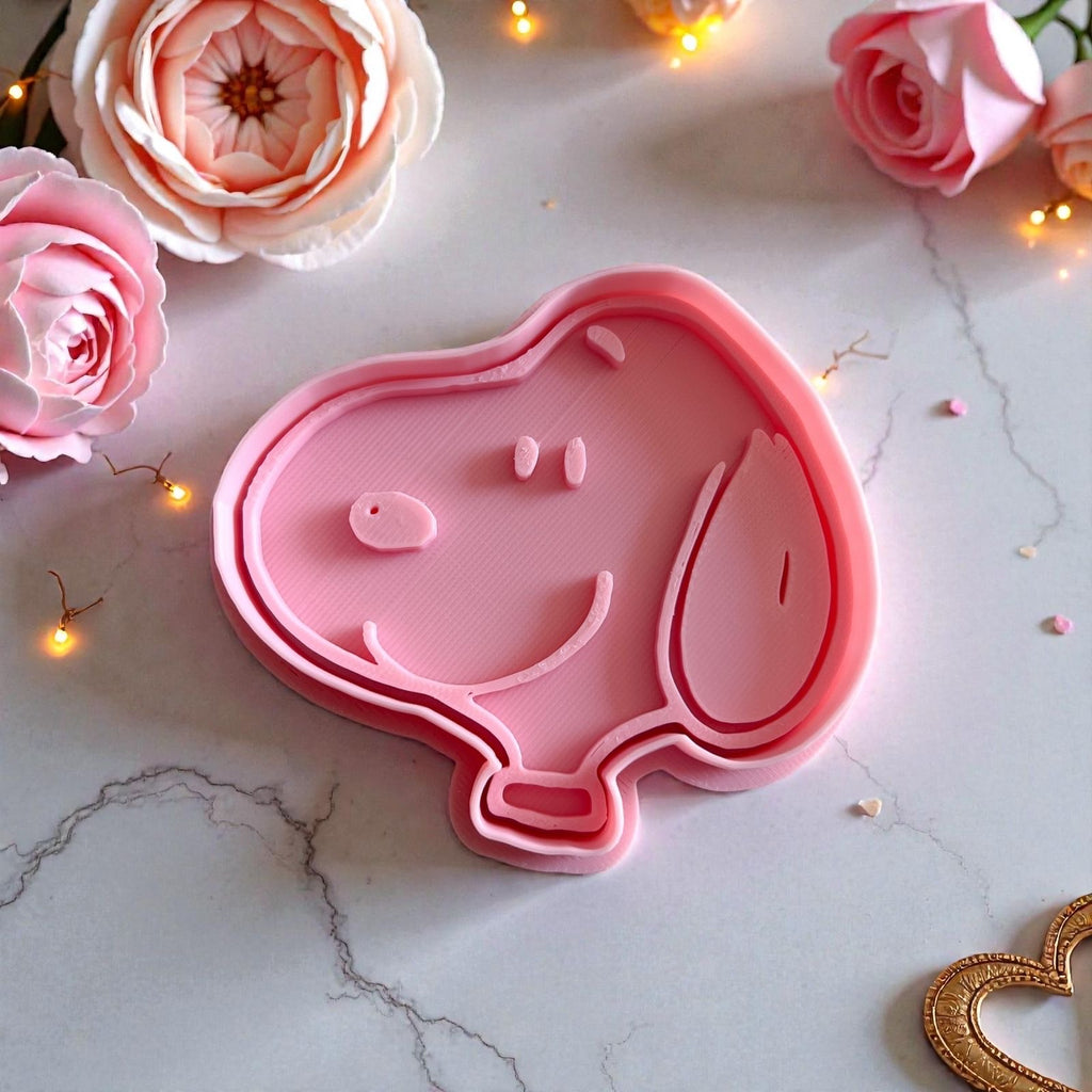 Cortador y sello de galleta Cabeza Perro dibujo animado para fondant reposteria, galletas, masa fria y manualidades.