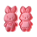 Cortadores y sellos de galletas de Pareja de conejos amor y amistad para fondant reposteria, galletas, masa fria y manualidades.