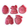 Cortadores y sellos de galletas Set de 6 figuras de Pascua, conejos, huevos vaca, de 5cm para fondant reposteria, galletas, masa fria y manualidades.
