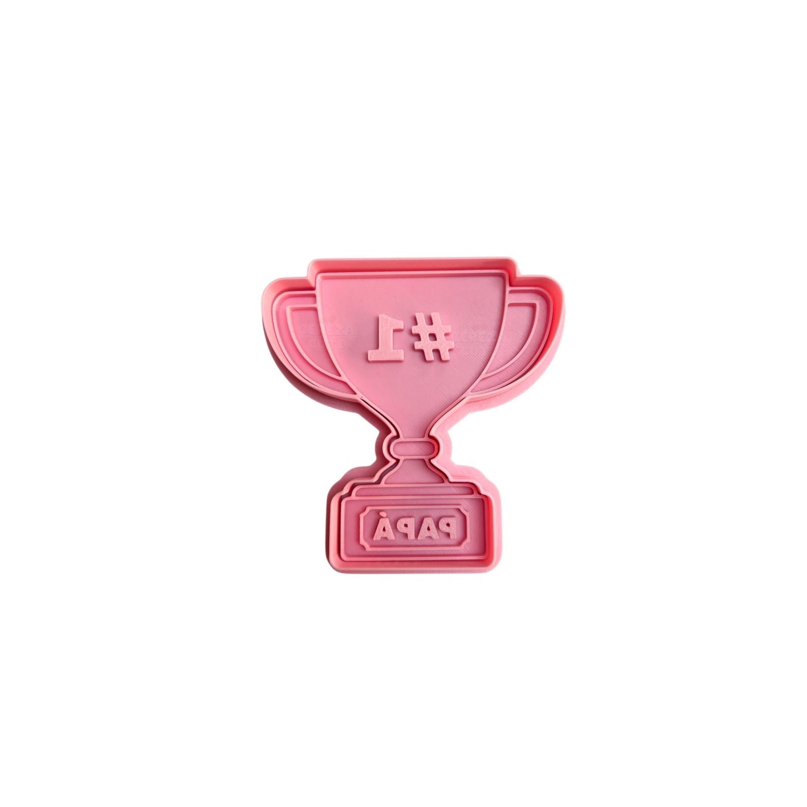 Cortador y sello de galletas Trofeo dia del padre para fondant reposteria, galletas, masa fria y manualidades.