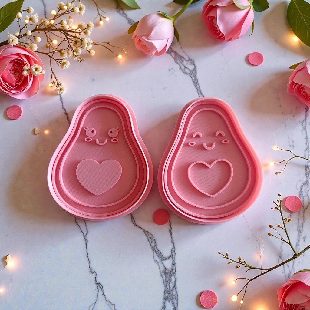 Cortadores y sellos de galletas Set de 2 paltas inspirado en el amor y amistad para fondant reposteria, galletas, masa fria y manualidades.