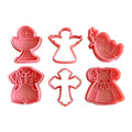 Cortadores y sellos de galletas Set de 6 diseños de Bautizo, comunion y confirmacion, Religion, de 5cm para fondant reposteria, galletas, masa fria y manualidades.