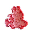 Cortador y sello de galleta Conejo Auto con zanahoria pascua para fondant reposteria, galletas, masa fria y manualidades.