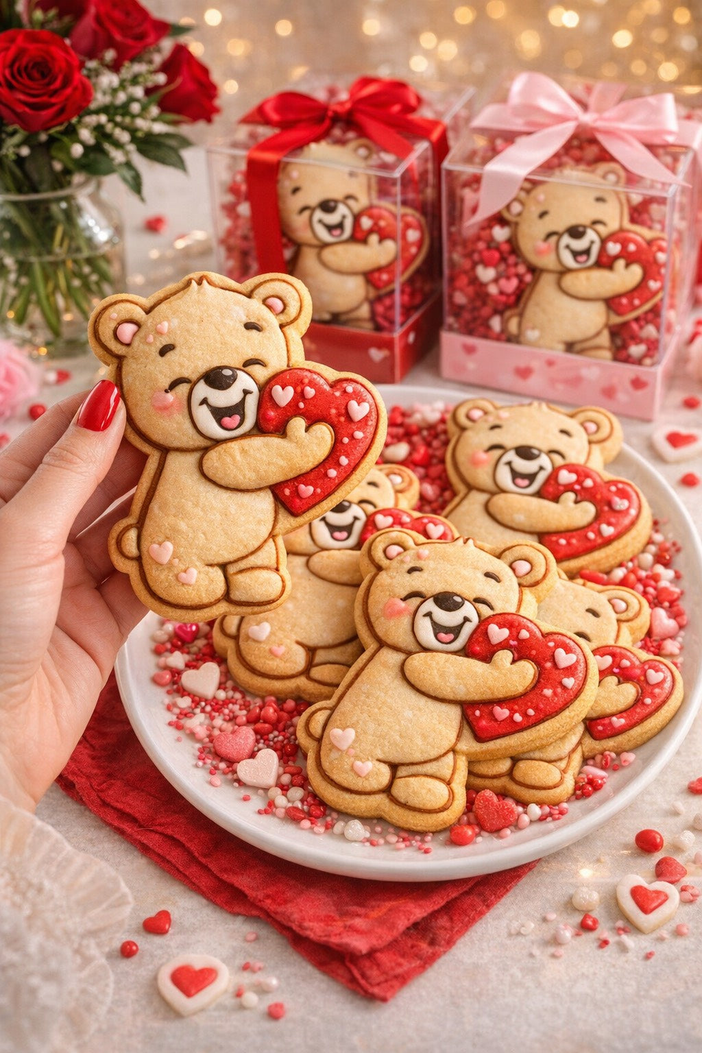 Cortador y sello de galleta oso love Cupido del amor y amistad para fondant reposteria, galletas, masa fria y manualidades.