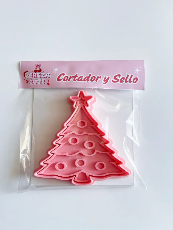 Cortador y sello de galletas Arbol de Navidad para fondant reposteria, galletas, masa fria y manualidades.