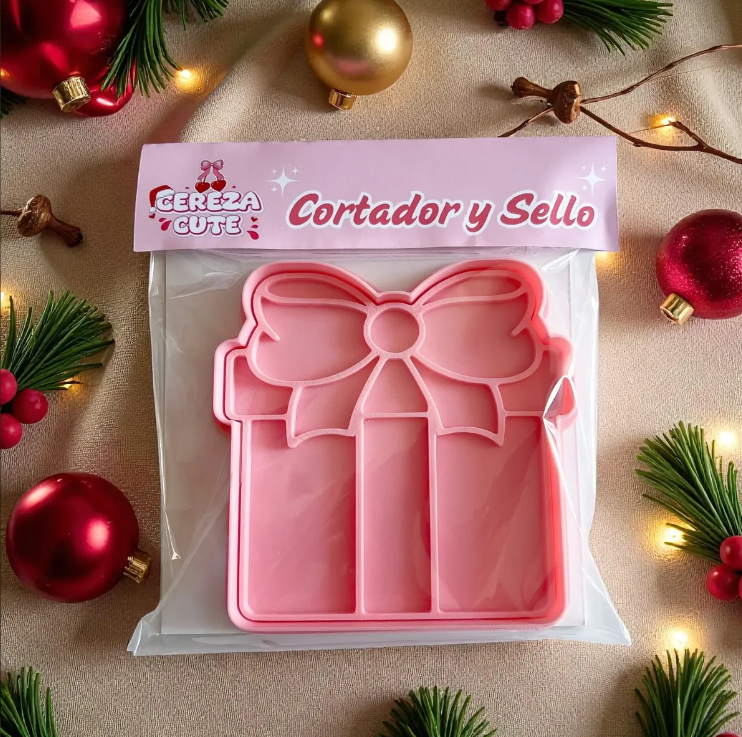 Cortador y sello de galletas Regalo de Navidad para fondant reposteria, galletas, masa fria y manualidades.
