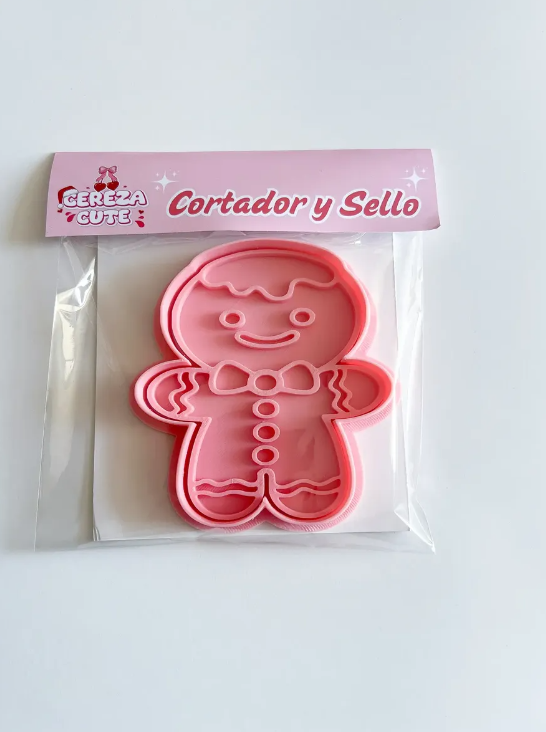 Cortador y sello de galletas Hombre de Gengibre de Navidad para fondant reposteria, galletas, masa fria y manualidades.