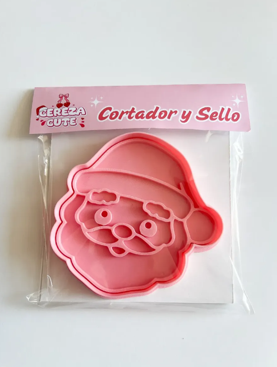 Cortador y sello de galletas de Viejo Pascuero de Navidad para fondant reposteria, galletas, masa fria y manualidades.