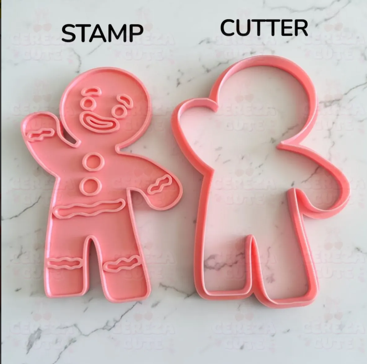 Cortador y sello de galletas de Muñeco de Jengibre de Navidad para fondant reposteria, galletas, masa fria y manualidades.