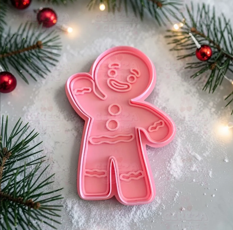 Cortador y sello de galletas de Muñeco de Jengibre de Navidad para fondant reposteria, galletas, masa fria y manualidades.