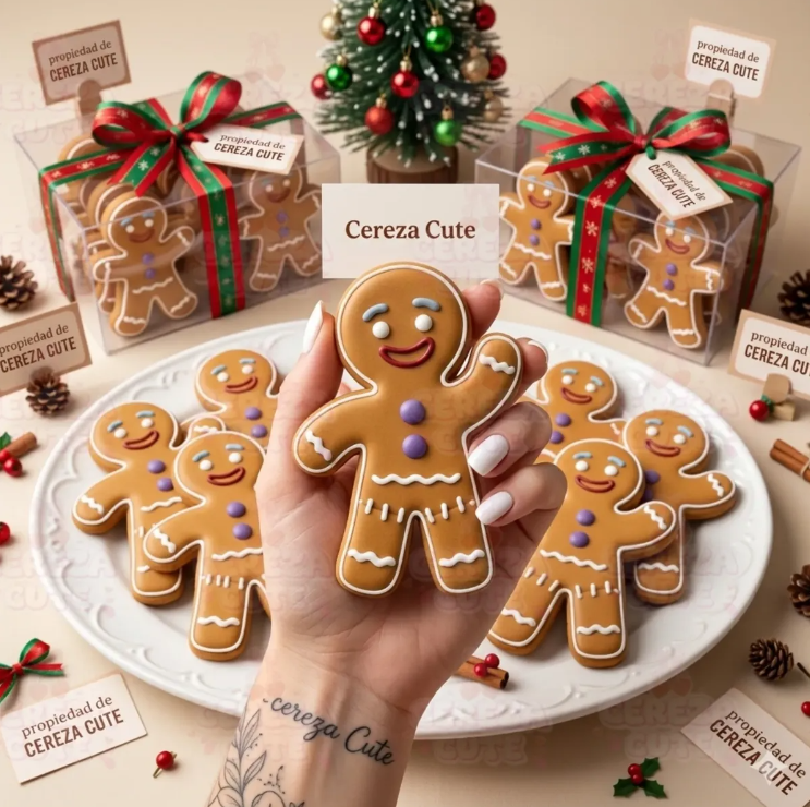 Cortador y sello de galletas de Muñeco de Jengibre de Navidad para fondant reposteria, galletas, masa fria y manualidades.