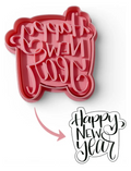 Cortador y sello de galleta Happy New Year Navidad para fondant reposteria, galletas, masa fria y manualidades.