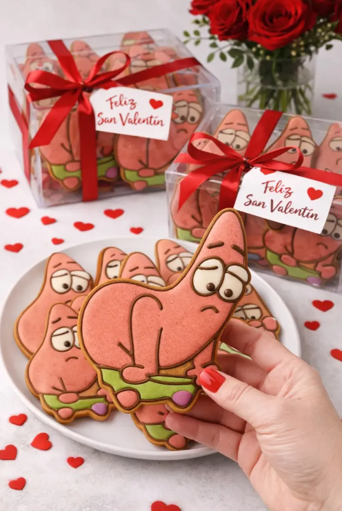 Cortador y sello de galletas Patricio cobrate meme para fondant reposteria, galletas, masa fria y manualidades.