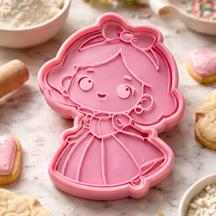 Cortador y sello de galleta la Princesa de los siete enanitos para fondant reposteria, galletas, masa fria y manualidades.