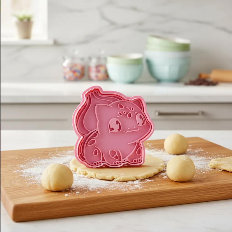 Cortador y sello de galleta Semilla Anime para fondant reposteria, galletas, masa fria y manualidades.