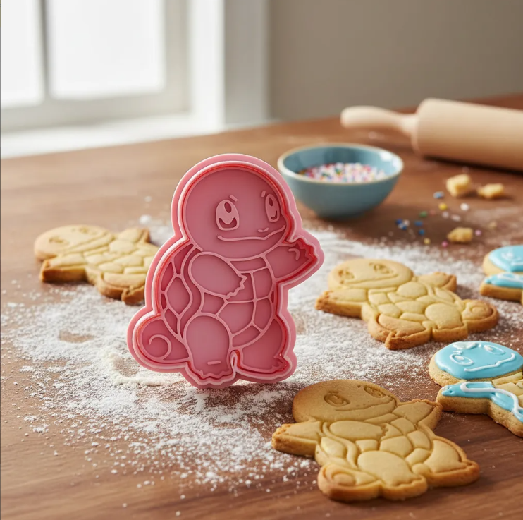 Cortador y sello de galleta Tortuga Anime para fondant reposteria, galletas, masa fria y manualidades.