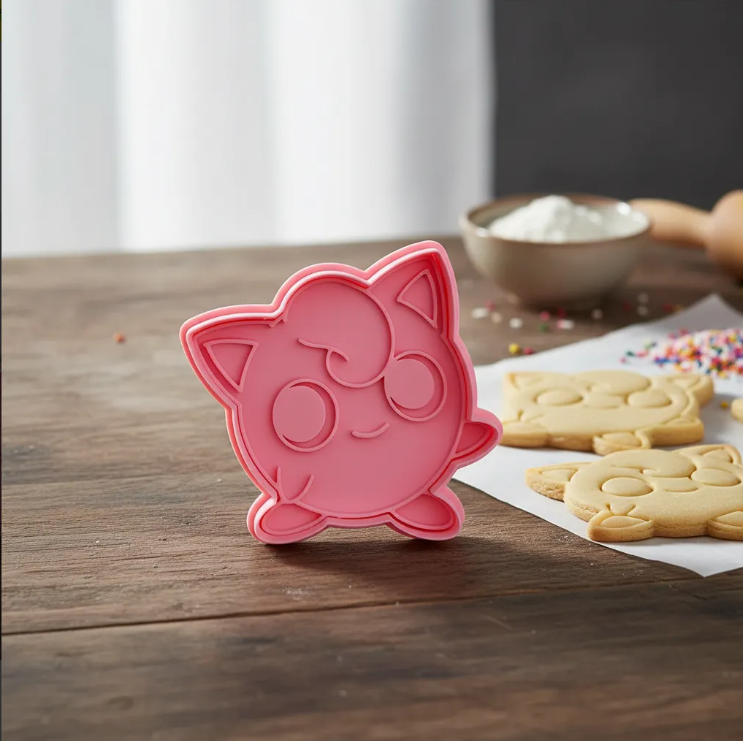 Cortador y sello de galleta Puff Rosa Anime para fondant reposteria, galletas, masa fria y manualidades.