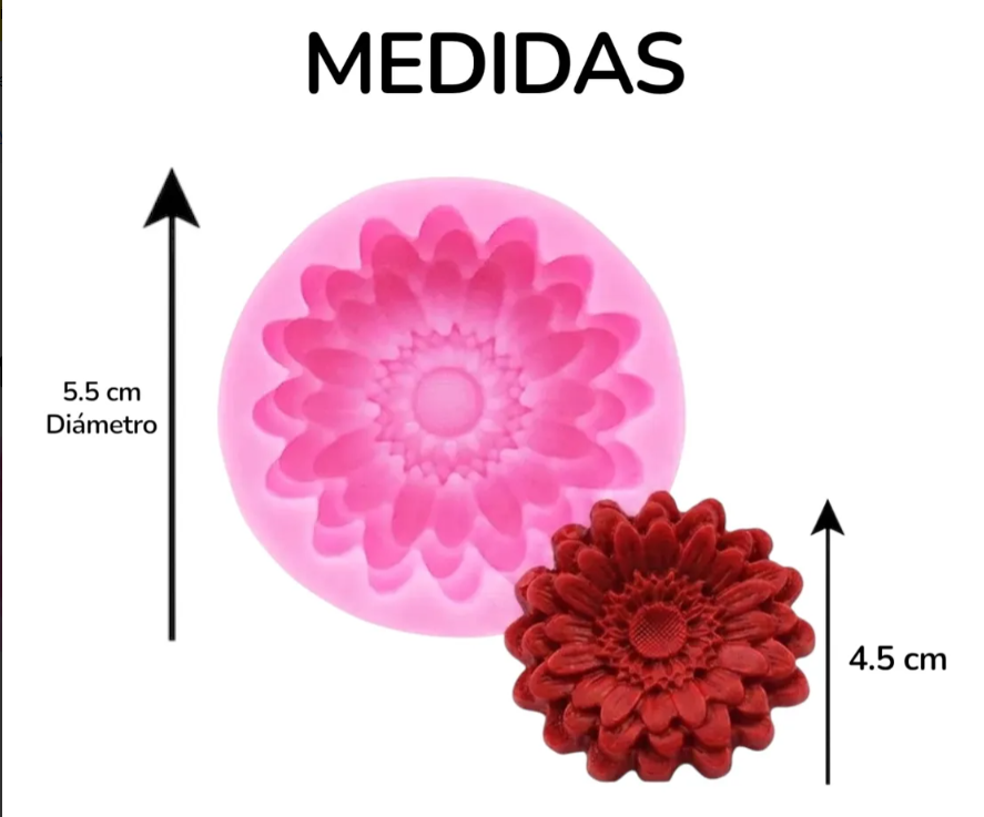 Molde de silicona Flor Girasol fondant, reposteria, chocolate, yeso y manualidades.