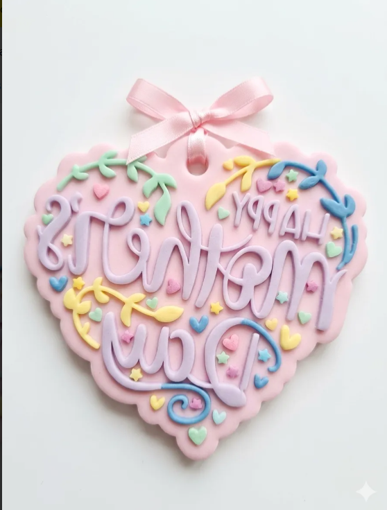 Molde de silicona de Happy Mother day Corazon fondant, reposteria, chocolate, yeso y manualidades.