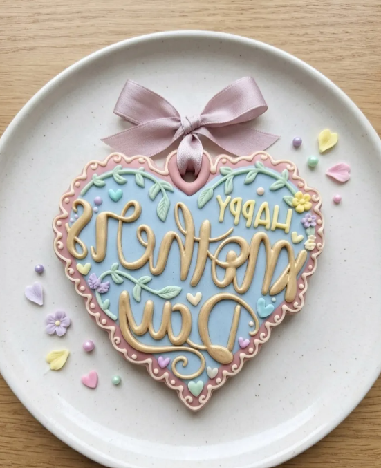 Molde de silicona de Happy Mother day Corazon fondant, reposteria, chocolate, yeso y manualidades.