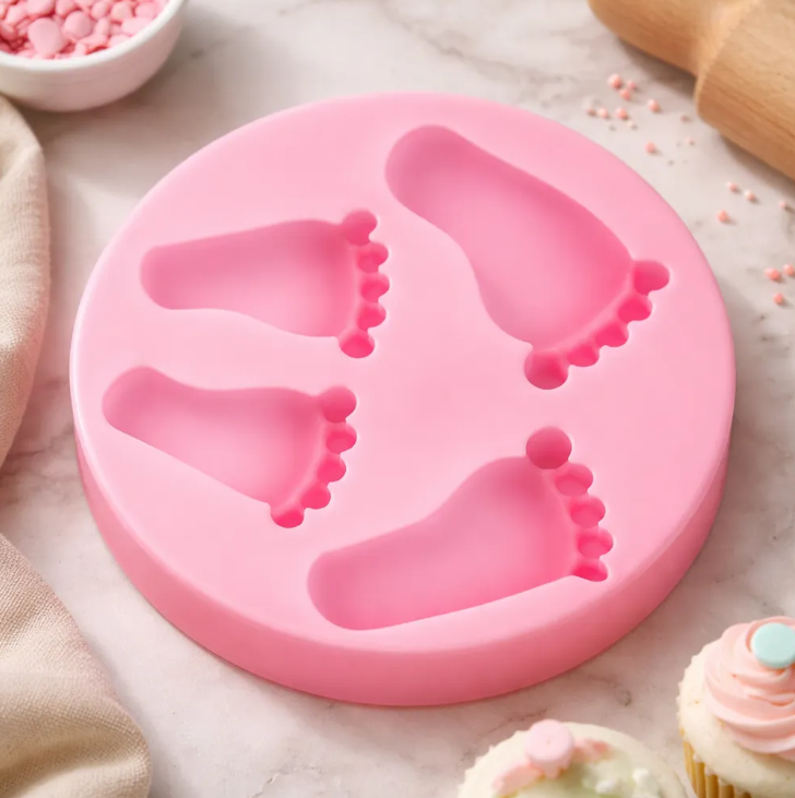 Molde de silicona de Pie de bebe Baby shower fondant, reposteria, chocolate, yeso y manualidades.