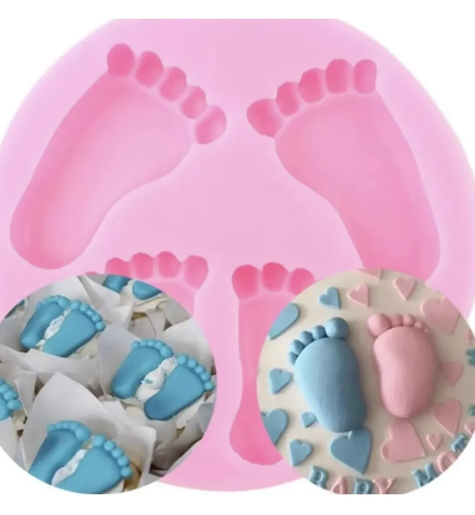 Molde de silicona de Pie de bebe Baby shower fondant, reposteria, chocolate, yeso y manualidades.