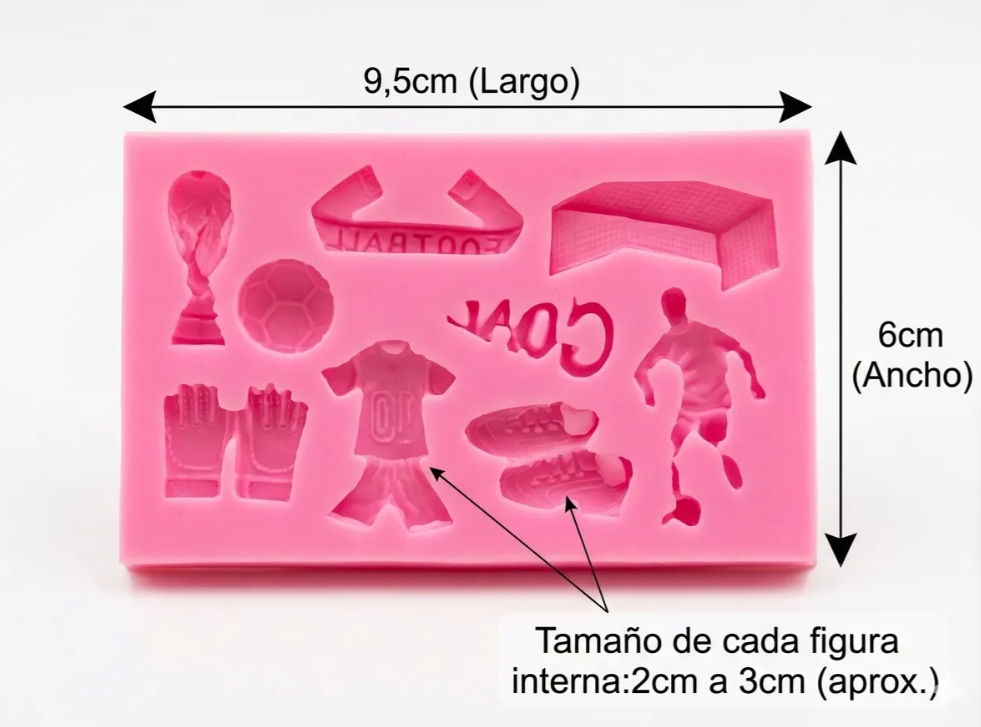 Molde de silicona de Futbol, Zapatos, Balon, fondant, reposteria, chocolates, y manualidades.