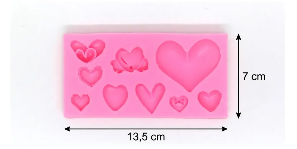 Molde de silicona de 9 formas de corazones para fondant, reposteria, chocolates, y manualidades.