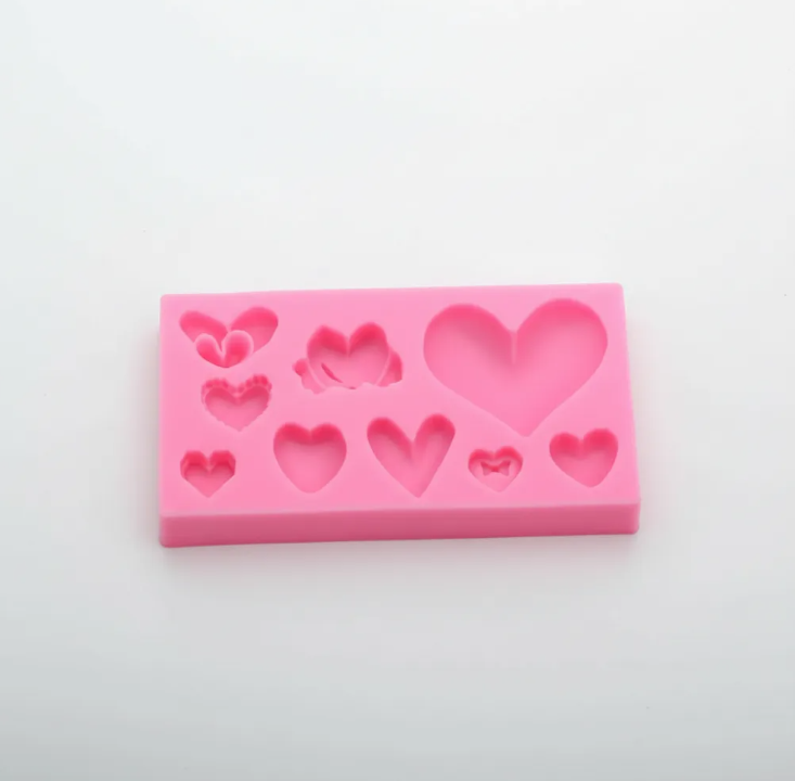 Molde de silicona de 9 formas de corazones para fondant, reposteria, chocolates, y manualidades.
