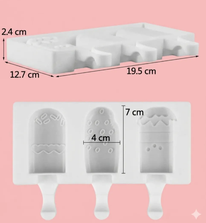 Molde de silicona de 3 paletas helado o Cakesicles, reposteria, chocolates.