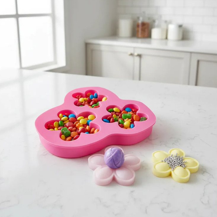 Molde de silicona de 5 petalos de flor, para fondant, reposteria, chocolates y manualidades.