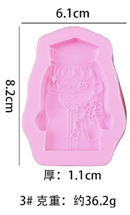 Molde de silicona de Graduacion niño o niña, para fondant, reposteria, chocolates y manualidades.