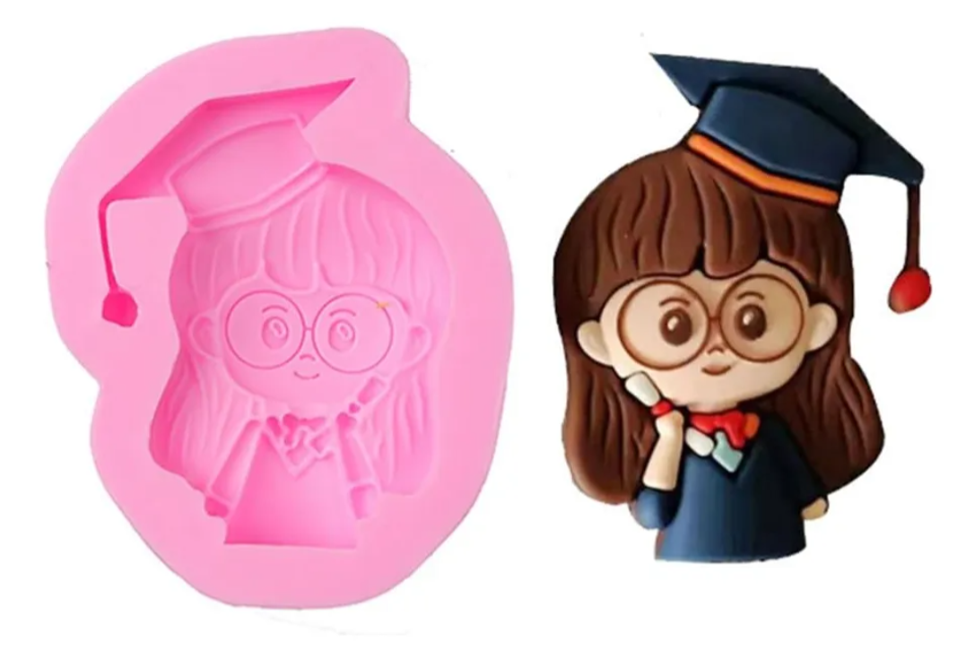 Molde de silicona de Graduacion niño o niña, para fondant, reposteria, chocolates y manualidades.