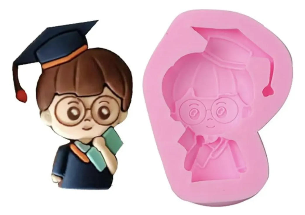 Molde de silicona de Graduacion niño o niña, para fondant, reposteria, chocolates y manualidades.