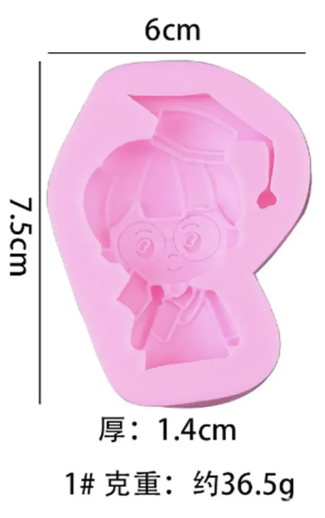 Molde de silicona de Graduacion niño o niña, para fondant, reposteria, chocolates y manualidades.