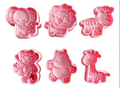Cortadores y sellos de galletas Set de 6 figuras de Animales de la selva, leon, elefante de 5cm para fondant reposteria, galletas, masa fria y manualidades.