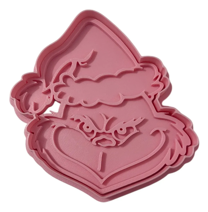 Cortador y sello de galletas de Grinch de Navidad para fondant reposteria, galletas, masa fria y manualidades.