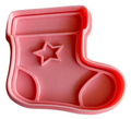 Cortador y sello de galletas Calcetin de Navidad para fondant reposteria, galletas, masa fria y manualidades.