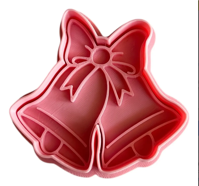 Cortador y sello de galletas de Campana de Navidad para fondant reposteria, galletas, masa fria y manualidades.