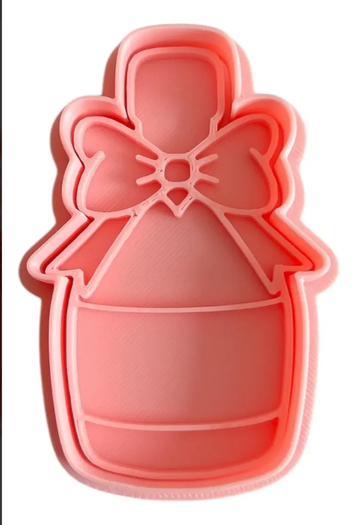 Cortador y sello de galleta Botella Chamgpane Navidad año nuevo para fondant reposteria, galletas, masa fria y manualidades.