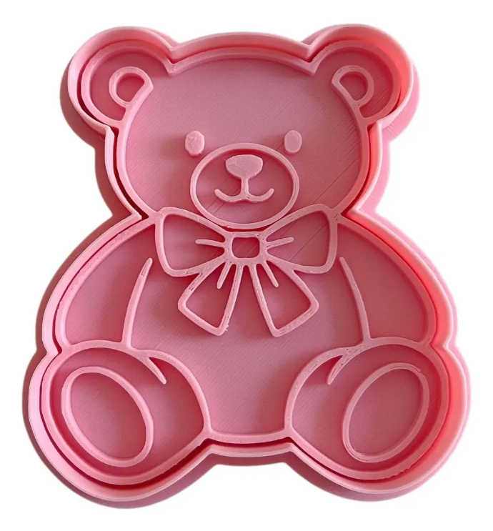 Cortador y sello de galleta Oso de peluche Baby shower para fondant reposteria, galletas, masa fria y manualidades.