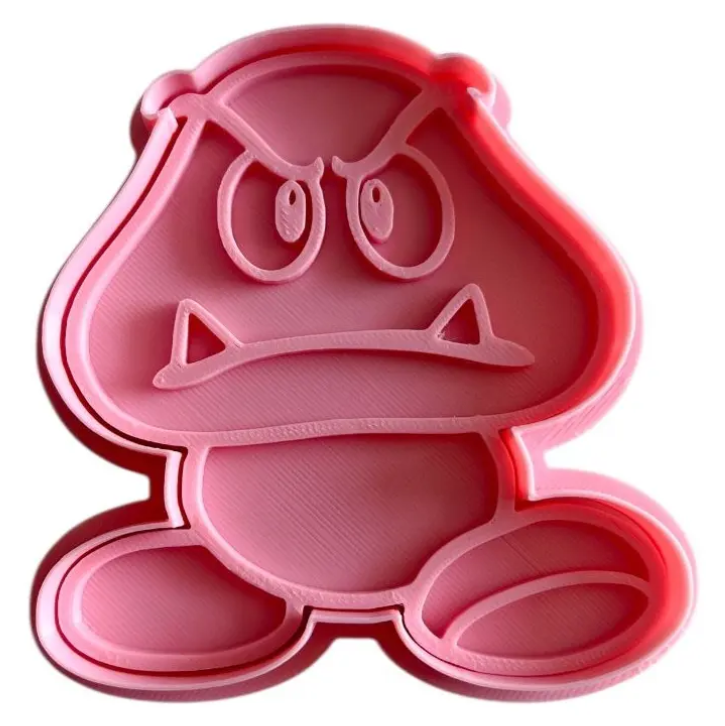 Cortador y sello de galleta Hongo goomba de Mario Pelicula para fondant reposteria, galletas, masa fria y manualidades.