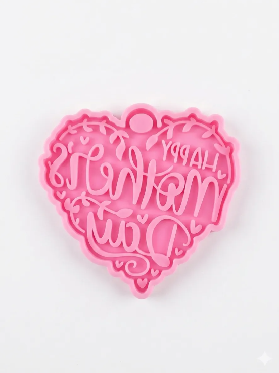 Molde de silicona de Happy Mother day Corazon fondant, reposteria, chocolate, yeso y manualidades.