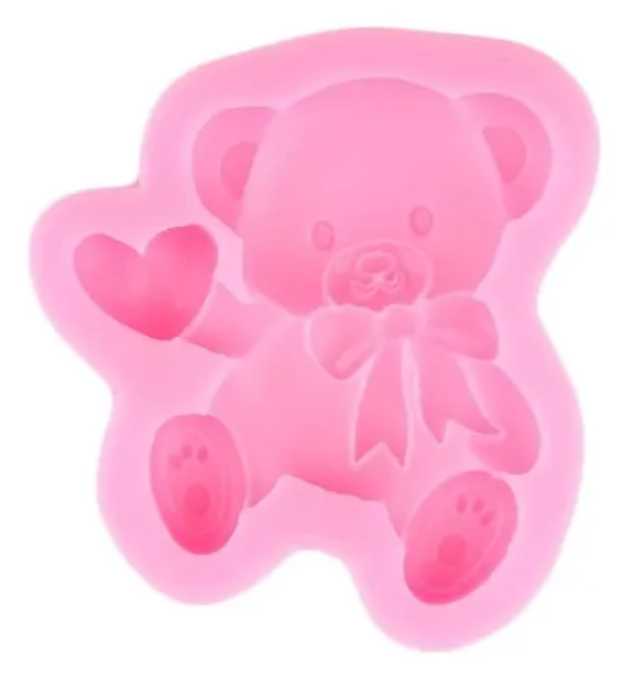 Molde de silicona de Oso Corazon fondant, reposteria, chocolate, yeso y manualidades.