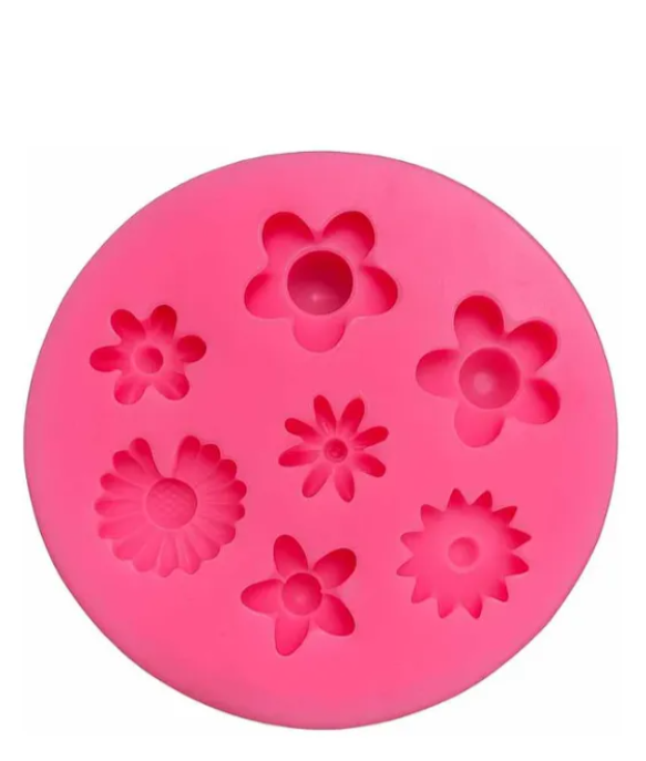 Molde de silicona de 7 formas de flores de 2cm, fondant, reposteria, chocolate, yeso y manualidades.